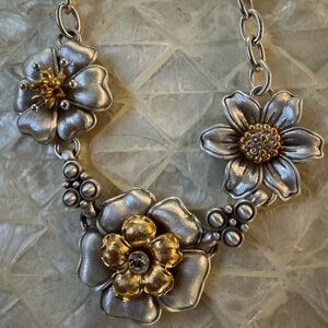 Brighton Silver and Gold Floral Necklace